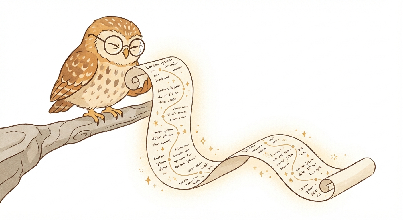Owl reading a glowing changelog scroll