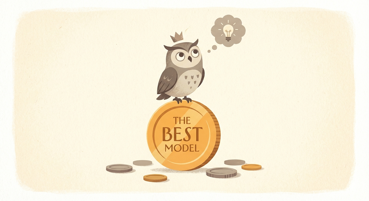 Owl standing confidently on a golden coin