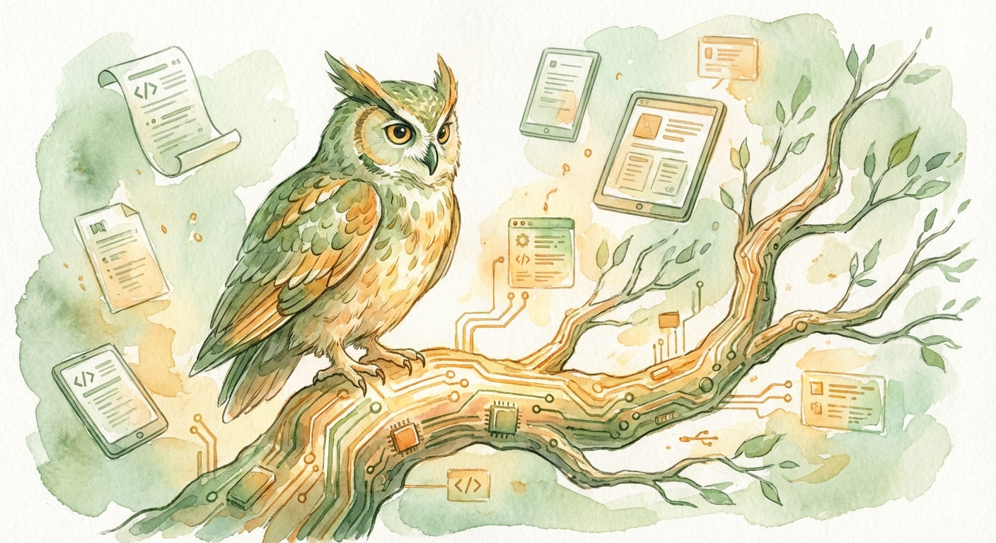 Wise owl on a circuit board